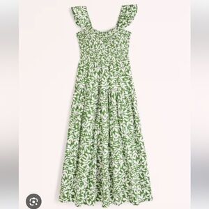 NWOT! Abercrombie Flutter Sleeve Smocked Midi Dress XSP